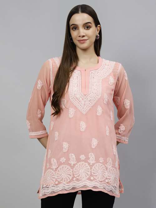 women three quarter sleeve straight kurti - 20884752 - Standard Image - 0