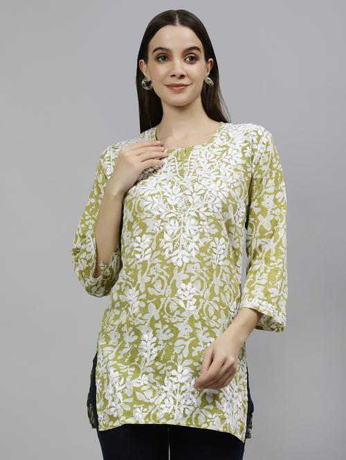 women three quarter sleeve straight kurti - 20884753 - Standard Image - 0