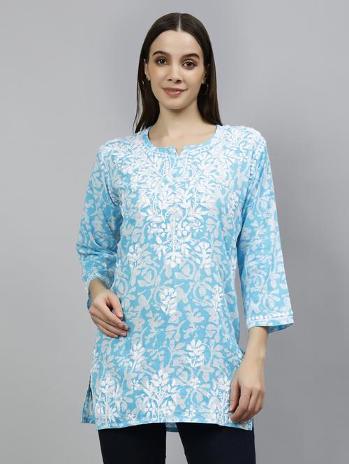 women three quarter sleeve straight kurti - 20884754 - Standard Image - 0