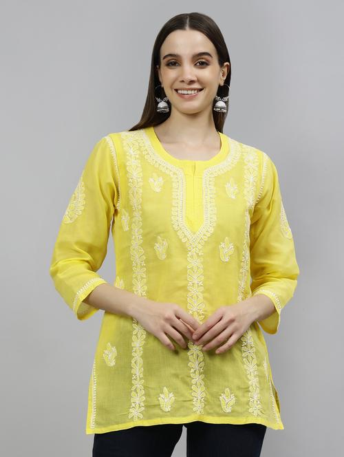 women three quarter sleeve straight kurti - 20884758 - Standard Image - 0
