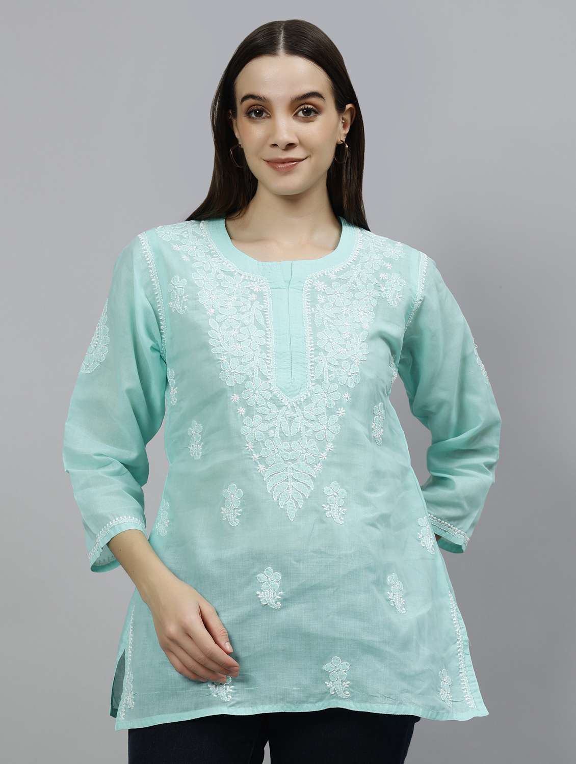 women three quarter sleeve straight kurti