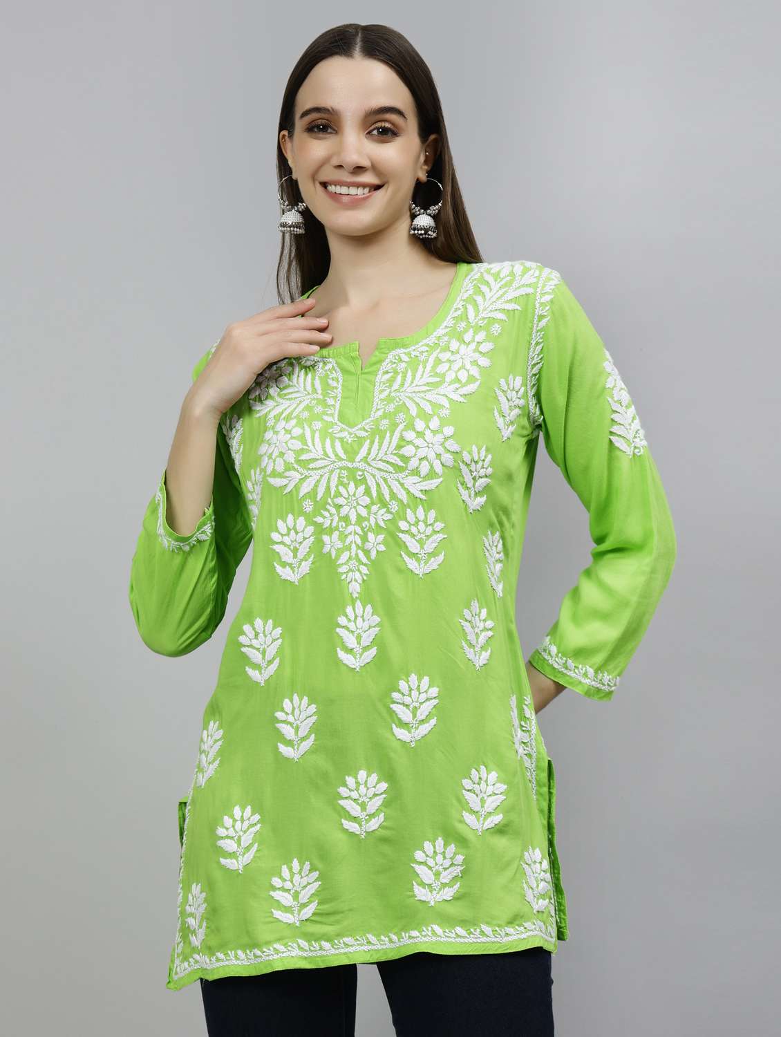 women three quarter sleeve straight kurti