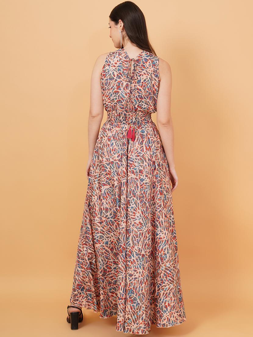 women printed sleeveless fit & flare dress - 20884824 - Standard Image - 2