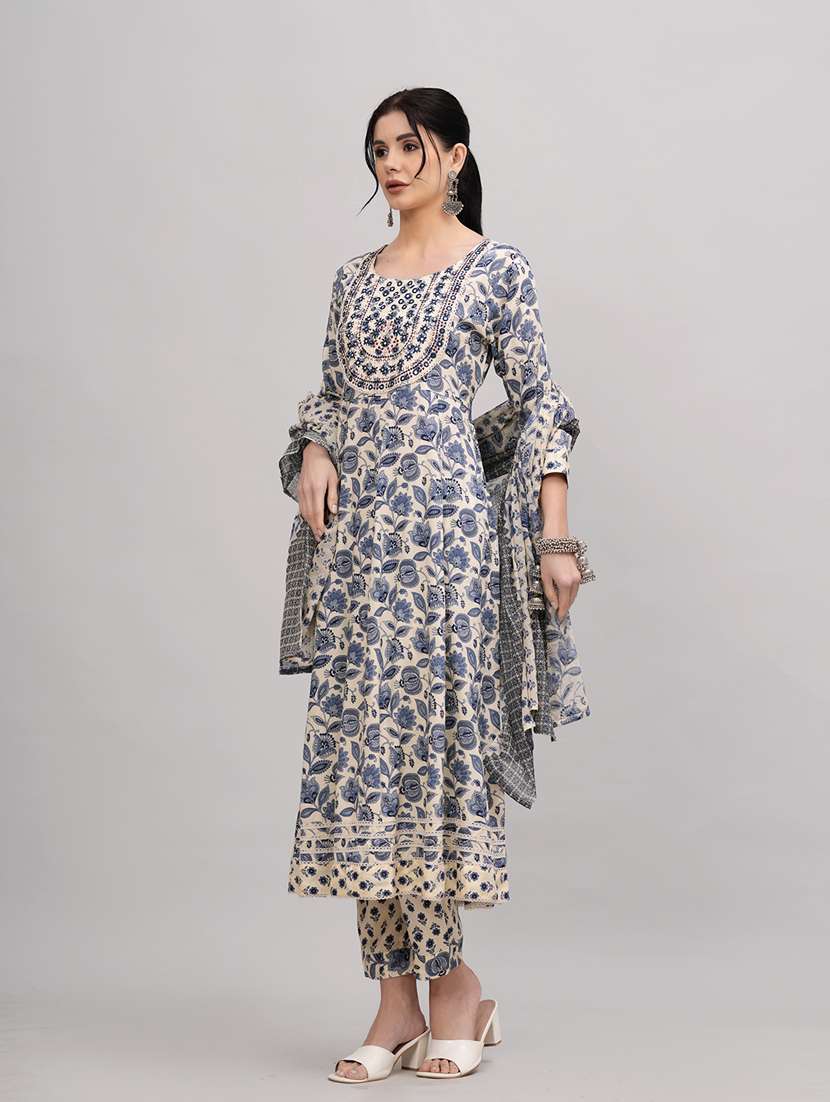 women beige round neck kurta pant set with dupatta - 20884845 -  Standard Image - 2