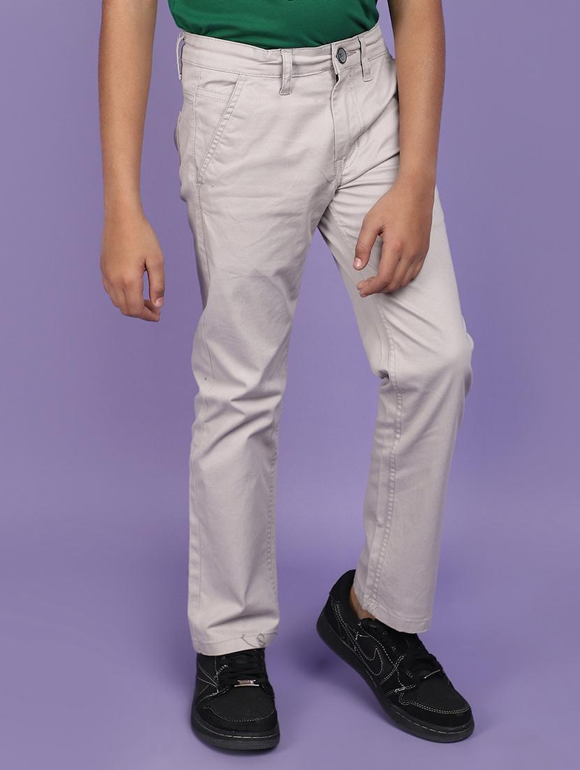 kids solid grey casual chinos - 20884870 - Standard Image - 2