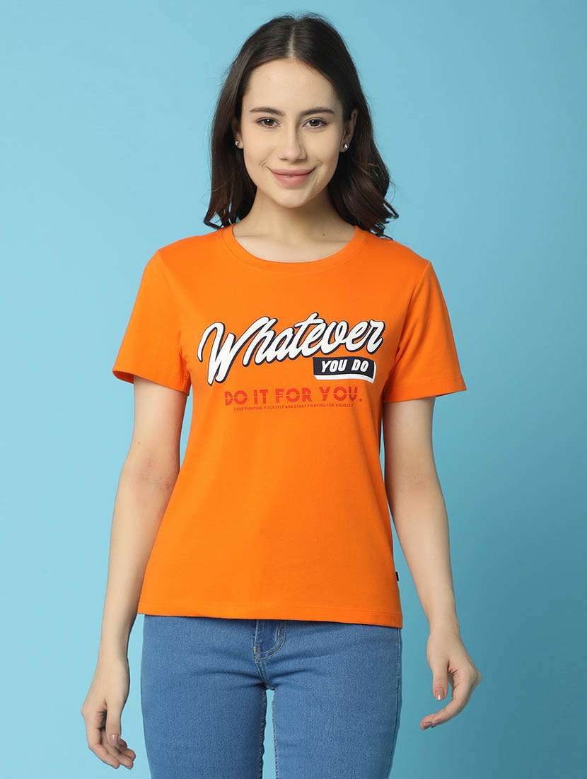 women round neck printed regular t-shirt