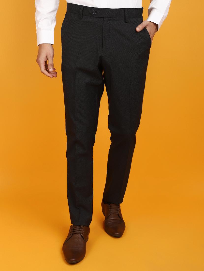 men solid grey flat front trouser - 20884984 -  Zoom Image - 0