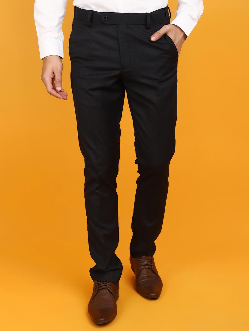 men solid navy blue formal trouser - 20885012 - Zoom Image - 0