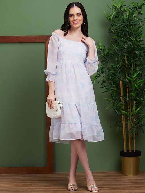 blue floral printed tiered dress - 20885413 -  Standard Image - 0