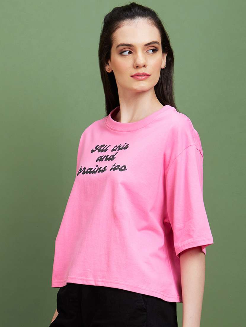 pink cotton boxy tshirt