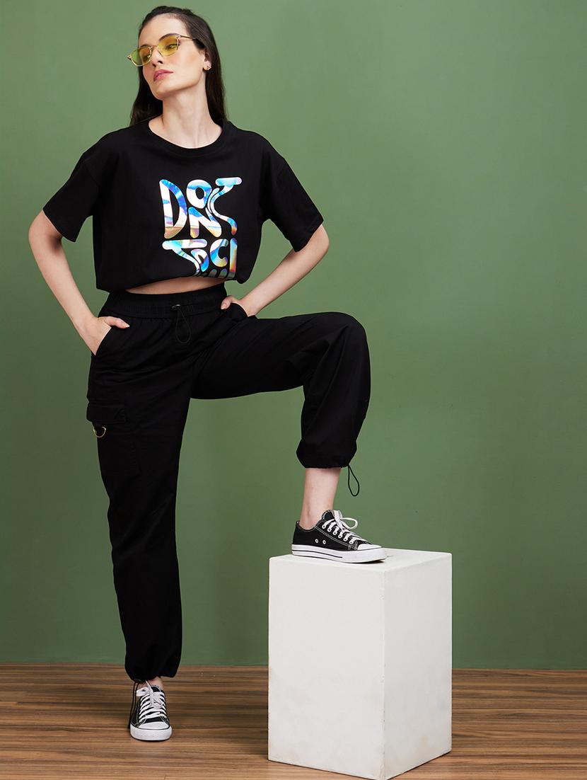 black cotton boxy tshirt - 20885418 - Standard Image - 2