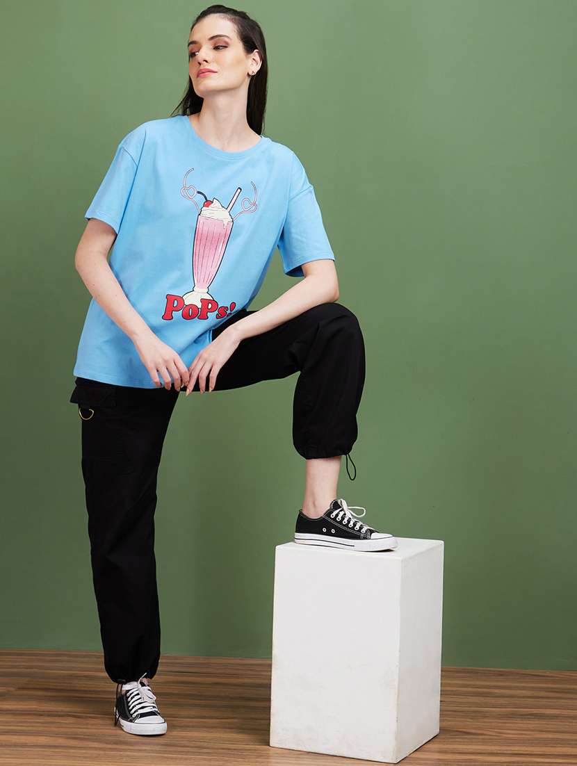 blue cotton boxy tshirt - 20885421 -  Standard Image - 2