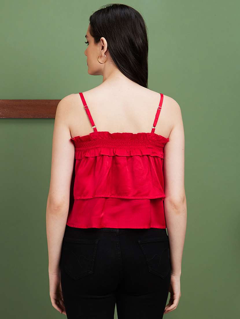 red solid crop top - 20885434 - Standard Image - 2