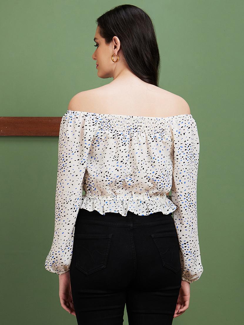 white printed crop top - 20885435 - Standard Image - 2