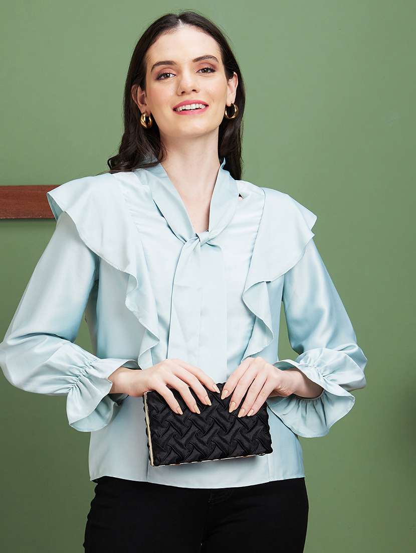 blue solid regular top