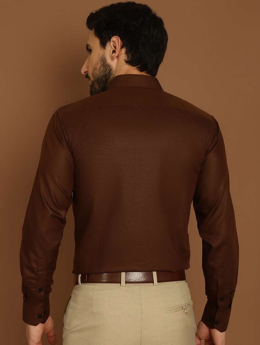 coffee brown cotton formal shirt - 20888249 -  Standard Image - 2