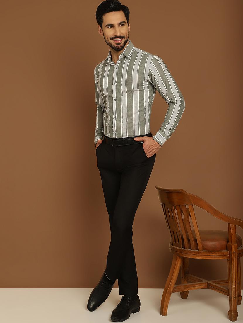 grey cotton formal shirt - 20889050 - Standard Image - 2