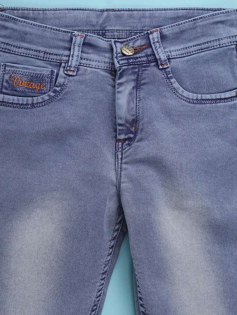 solid light blue detailed denim jeans - 20890683 -  Standard Image - 2