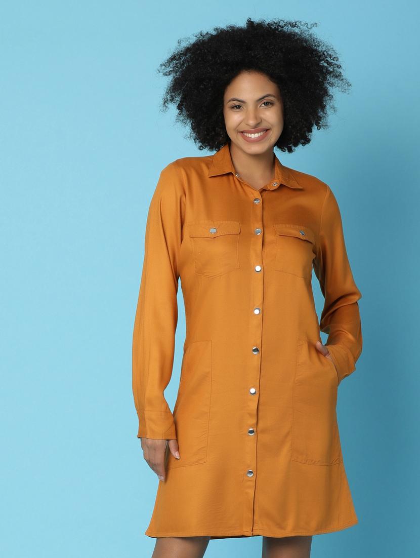 women solid brown straight fit dress - 20890861 - Zoom Image - 0