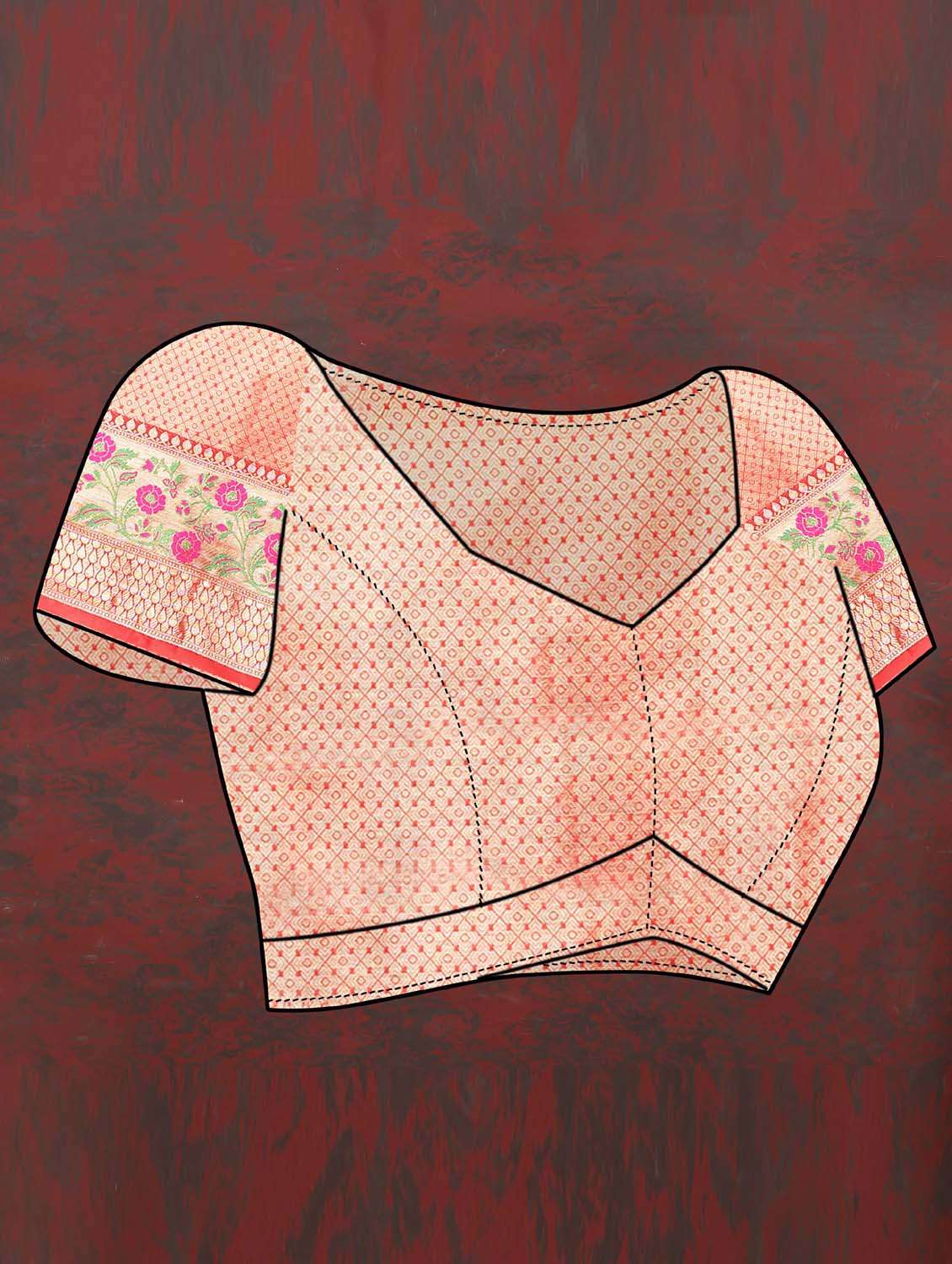 Women Red Self Design Banarasi Saree