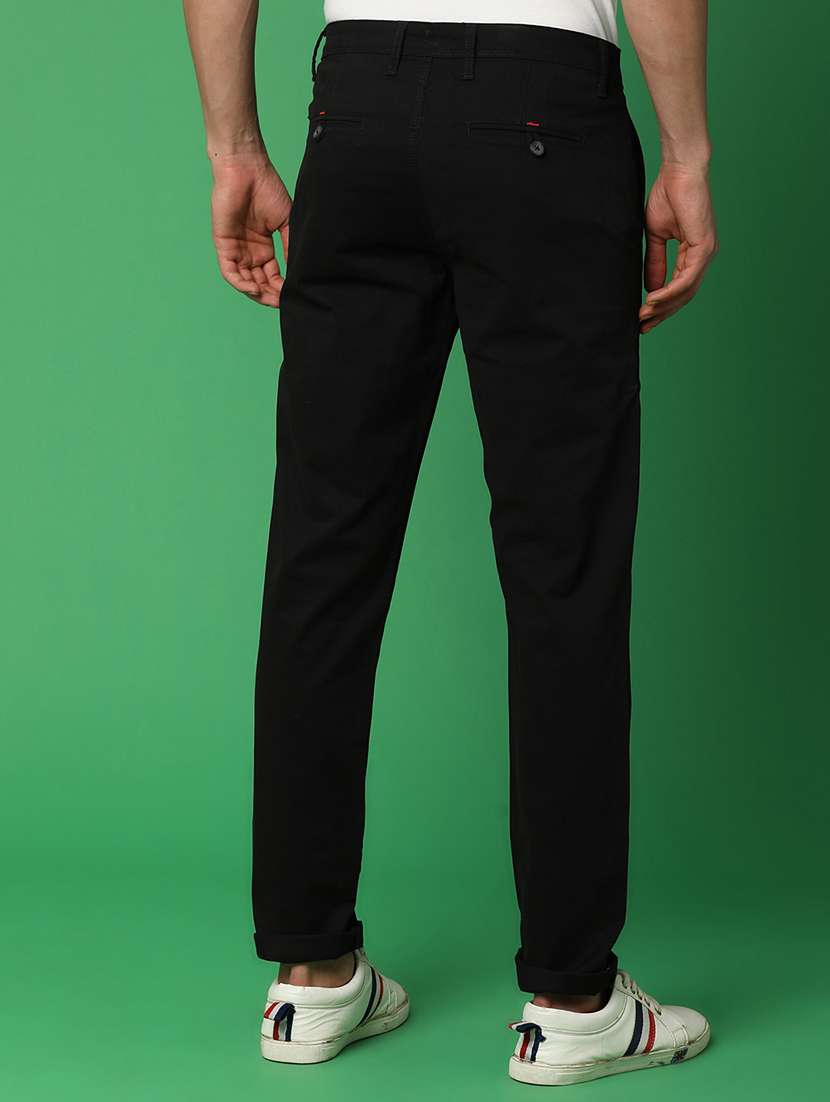 men solid black chinos touser - 20892588 -  Standard Image - 2