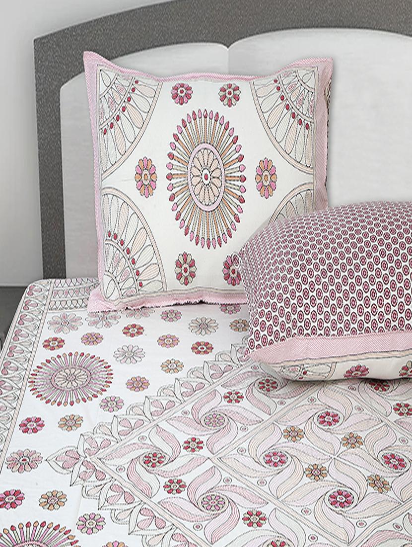 texstylers cotton printed kantha pattern jaipuri king size bedsheet with 2 pillow covers - 20893295 - Standard Image - 2