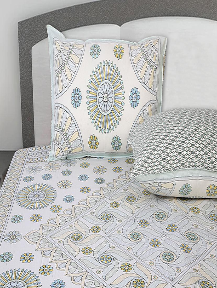 texstylers cotton printed kantha pattern jaipuri king size bedsheet with 2 pillow covers - 20893297 - Standard Image - 2