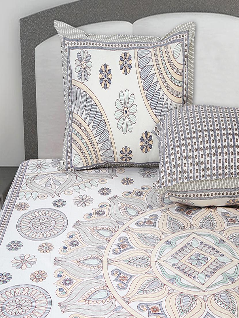 texstylers cotton printed kantha pattern jaipuri king size bedsheet with 2 pillow covers - 20893308 - Standard Image - 2