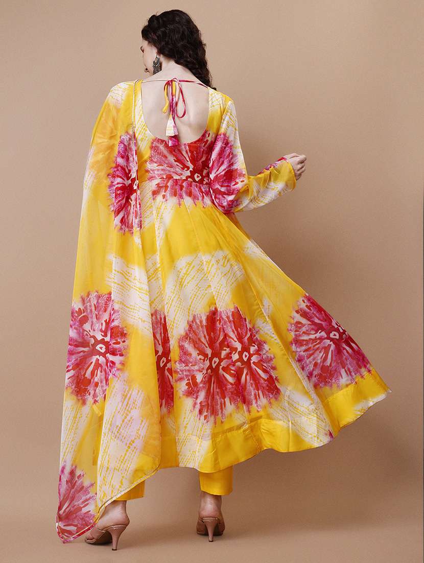 women yellow round neck kurta pant set with dupatta - 20893342 -  Standard Image - 2