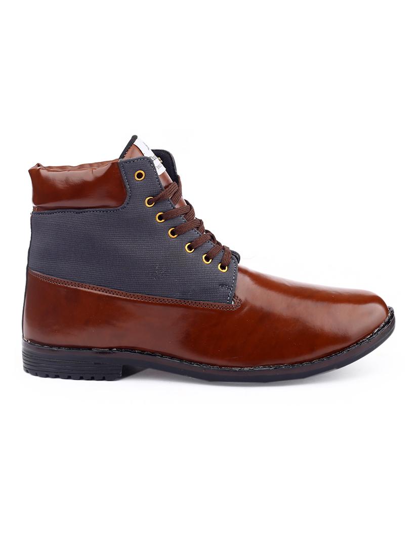 brown color block lace up boot - 20893565 - Standard Image - 2