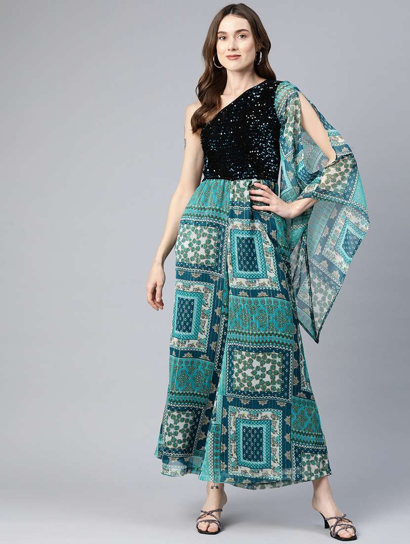 women green sequin full leg jumpsuit