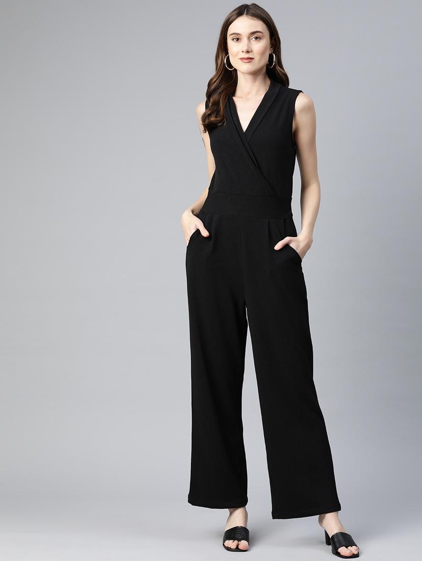women black solid full leg jumpsuit - 20893694 -  Zoom Image - 0