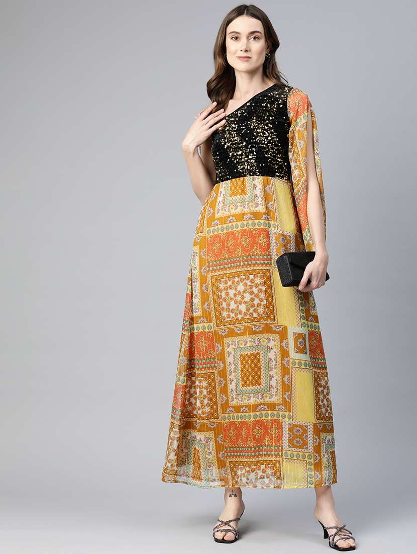 women multicolored printed asymmetric maxi dress - 20893695 -  Zoom Image - 0
