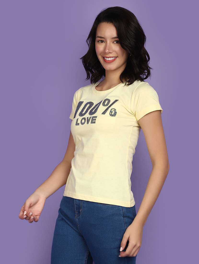 pastel yellow cotton typography t-shirt - 20893852 -  Standard Image - 2