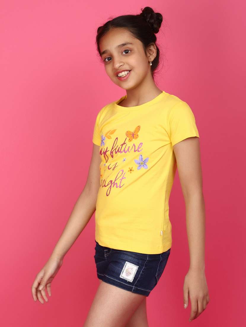 yellow cotton chest print tee - 20893925 -  Standard Image - 2