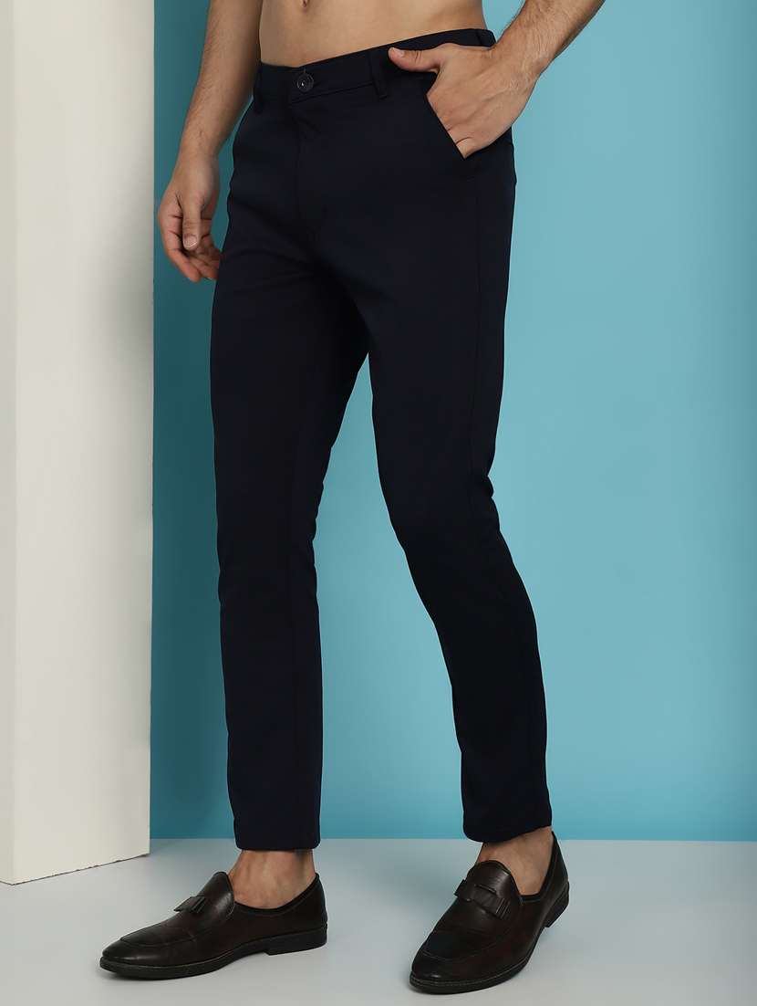 navy blue cotton chinos casual trousers - 20894831 -  Standard Image - 2