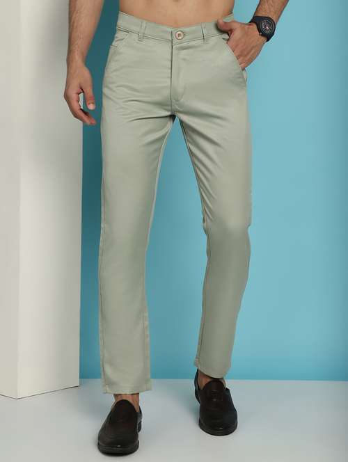 green cotton chinos casual trousers - 20894832 - Standard Image - 0
