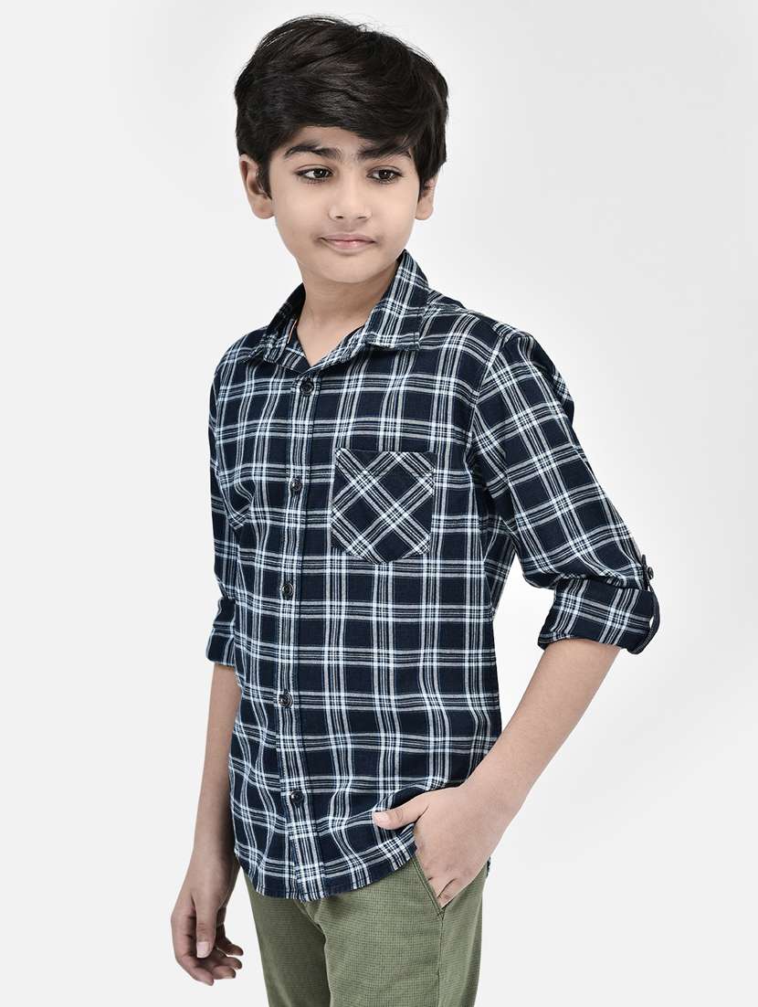 boys' check printed regular shirt
