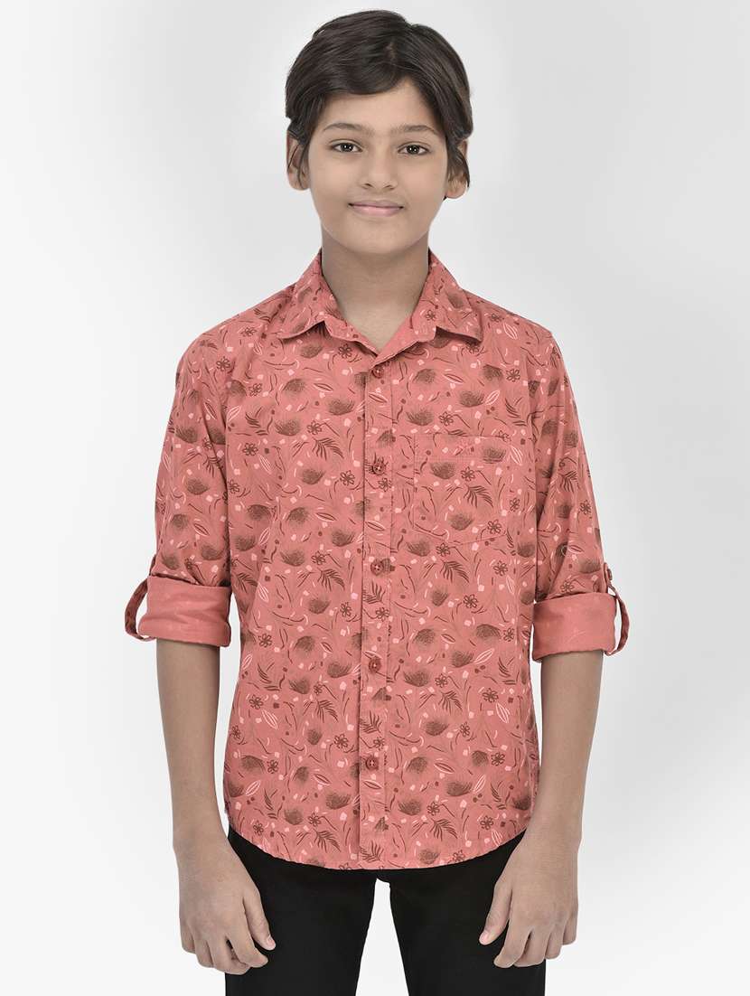boys' floral printed regular shirt