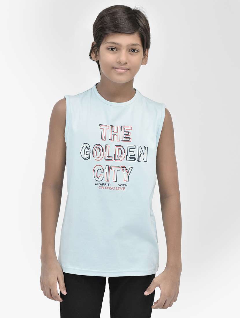 ai aqua cotton chest print t-shirt