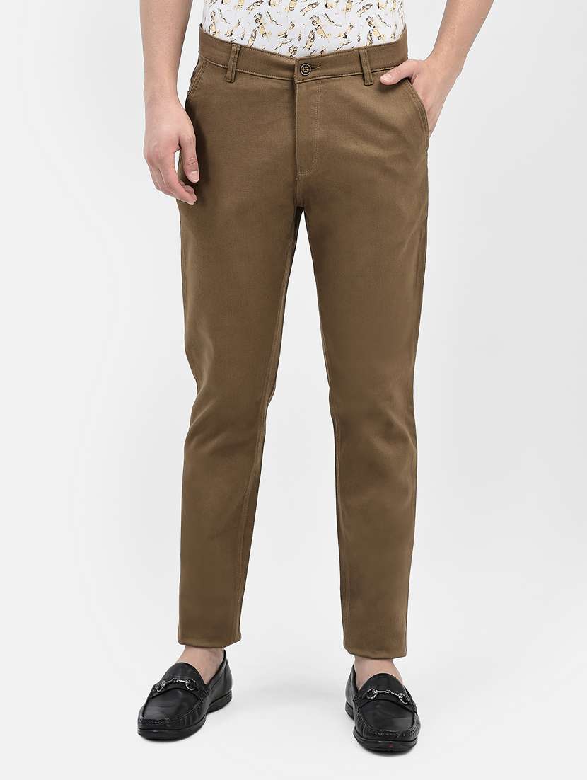 brown cotton chinos casual trousers
