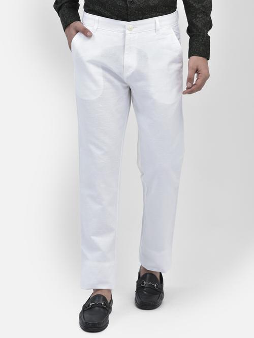 white cotton blend chinos casual trousers - 20895290 - Standard Image - 0