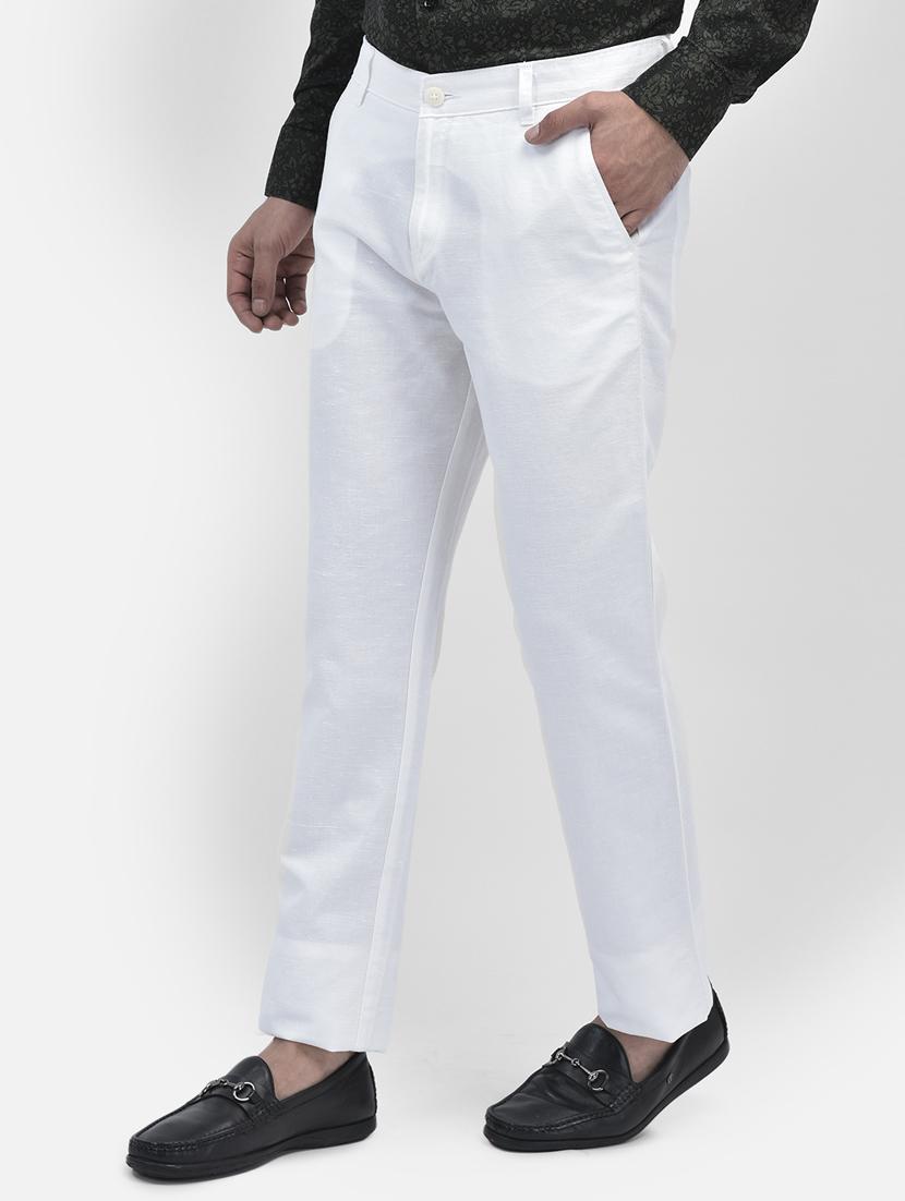 white cotton blend chinos casual trousers - 20895290 - Standard Image - 2