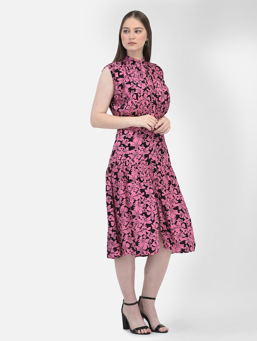 women black floral printed a-line dress - 20895341 - Standard Image - 2