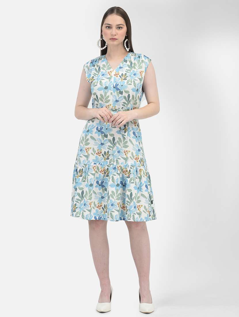 women white floral printed a-line dress