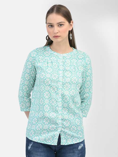 women's geometric floral printed shirt - 20895354 - Standard Image - 0