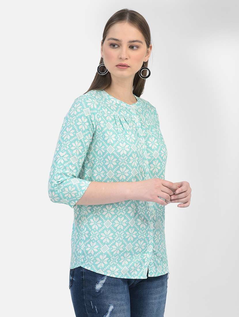 women's geometric floral printed shirt - 20895354 - Standard Image - 2