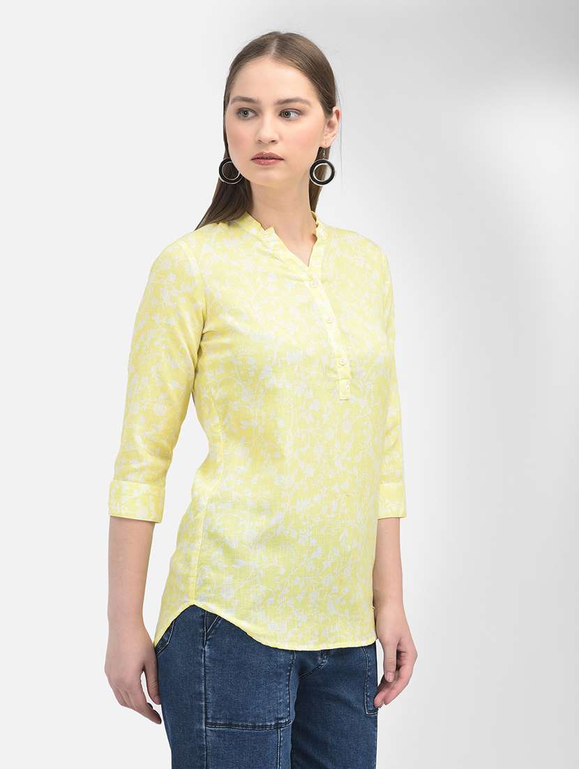 women yellow floral printed regular top - 20895413 -  Standard Image - 2