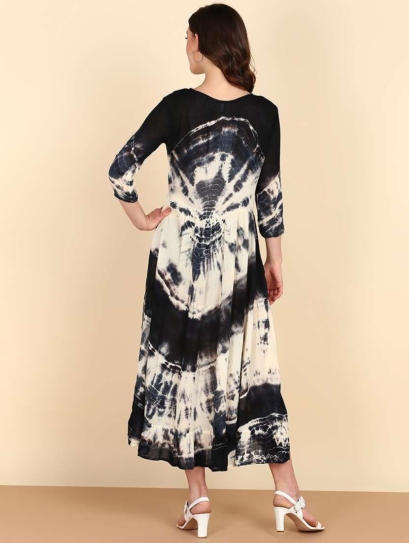 women blue tie & dye fit & flare dress - 20895885 -  Standard Image - 2