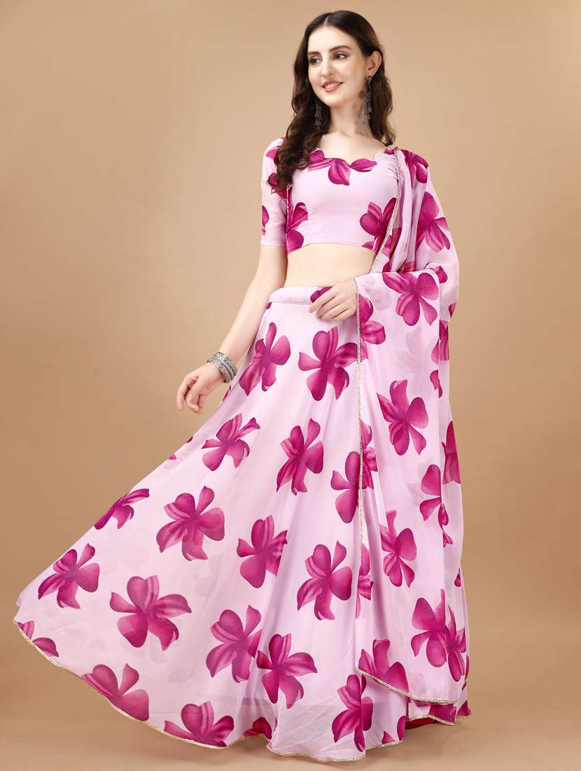 women pink flared lehenga choli with dupatta - 20895951 -  Zoom Image - 0
